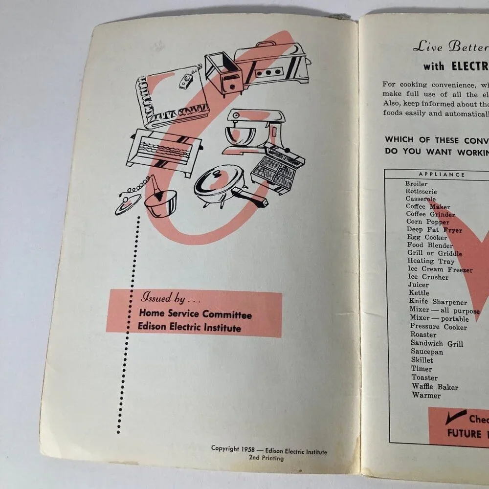 Vintage‎ MCM 1958 Cookbook Around The World Cookery w Electric Housewares 6 x 9